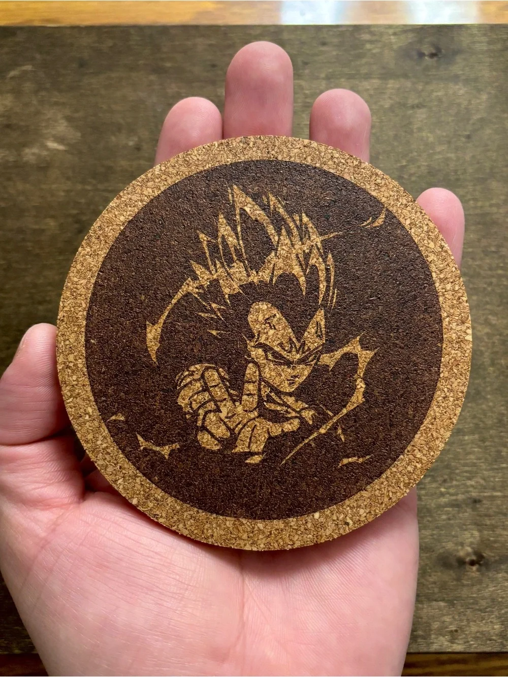 Dragon Ball Z Majin Vegeta Laser Engraved Cork Coaster #2